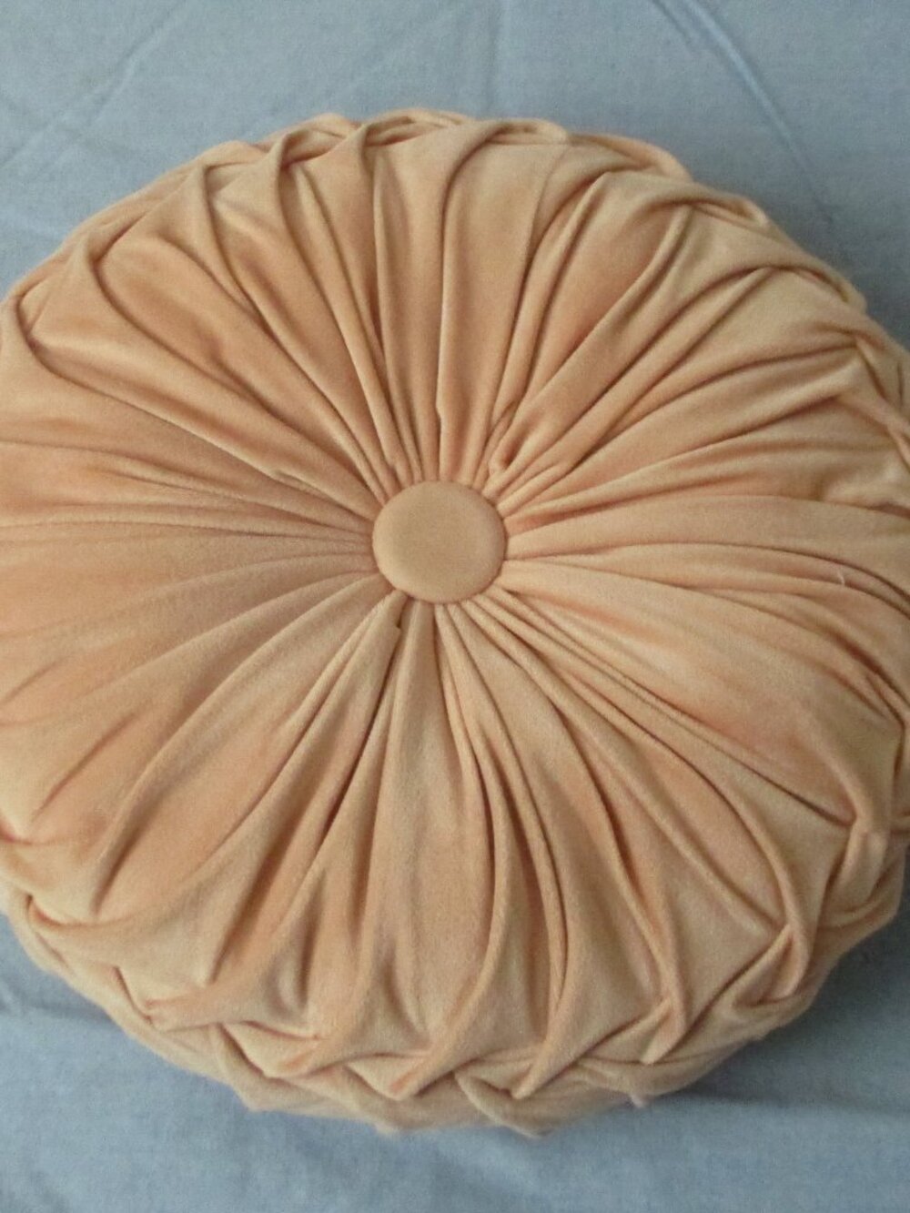 Vtg Velvet Tufted Pleated Cushion 14 in. dia. Mid-century Retro Style